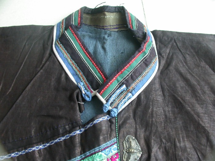 Zhuang Peoples old Silver Embroidery Jacket Costume  