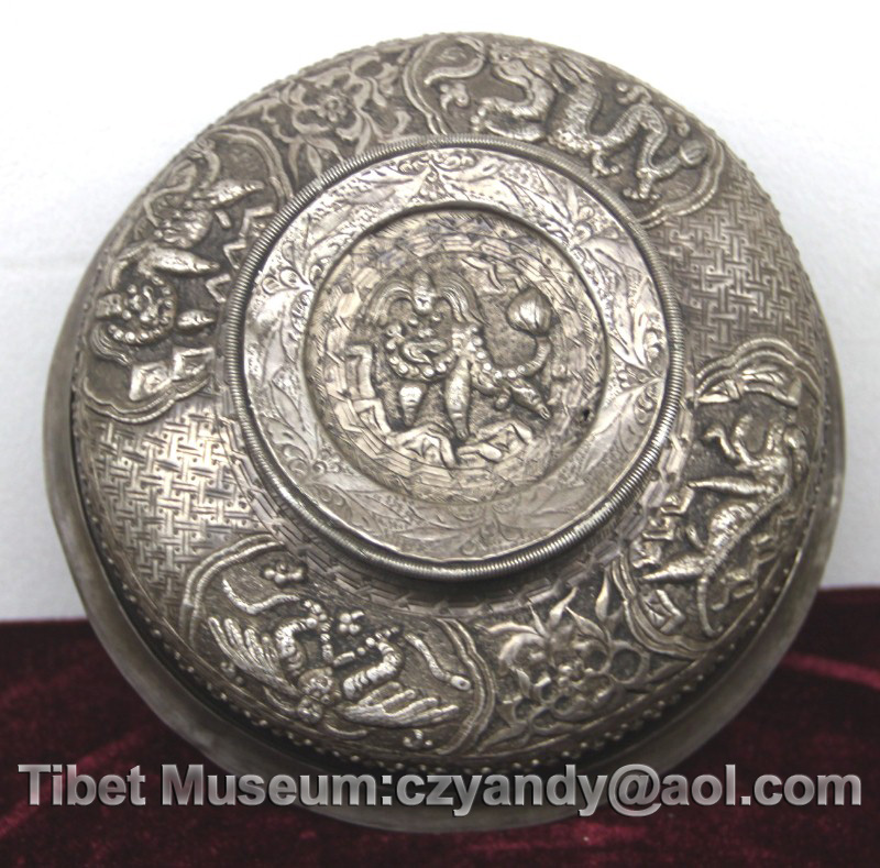 Tibetan Buddhism Pure Silver Root Offering Bowl 